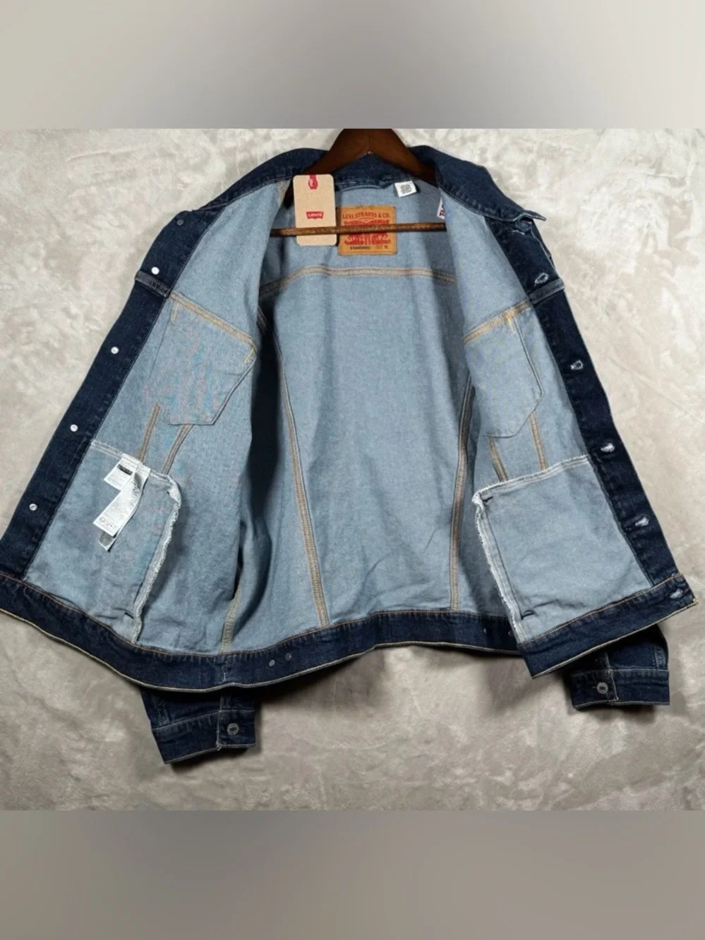 Levi’s Denim Trucker Jacket XL Men’s Blue Jean Coat NWT Red Tab Standard - Picture 3 of 8